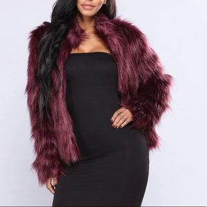 Purple faux fur coat